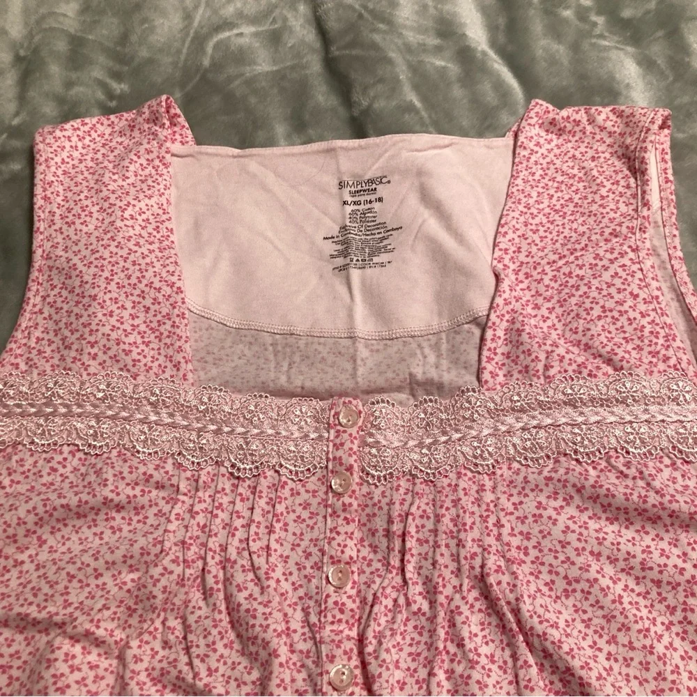 NWOT Simply Basic Vintage 90s Nightgown Nightie Pink Size XL 16/18